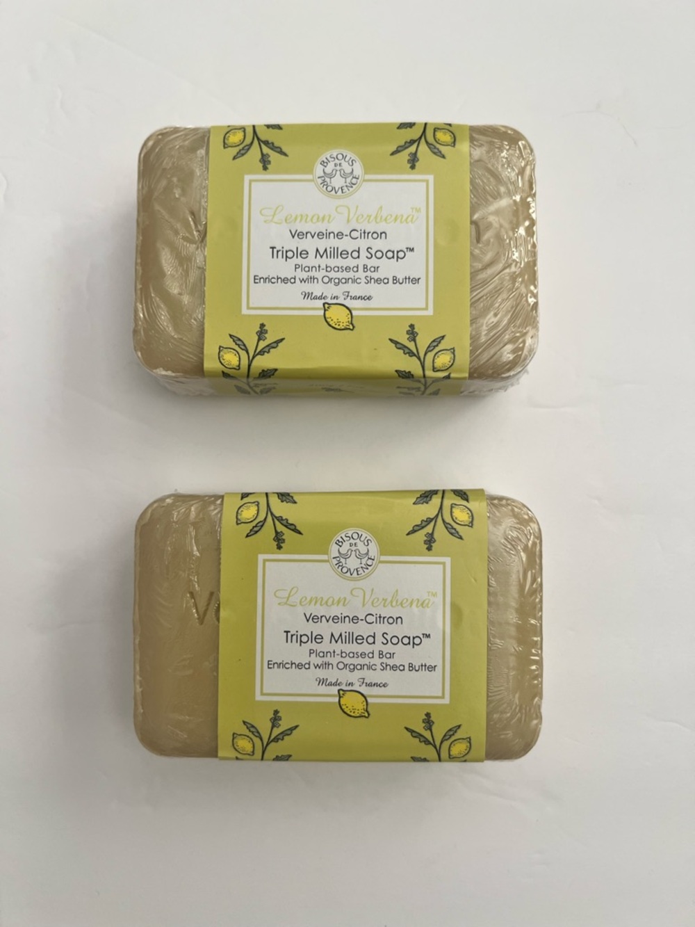 2x Bisous De Provence  Lemon Verbena Triple Milled Soap